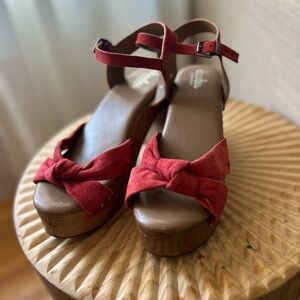 Charles by Charles David Red Suede Platform Sandals